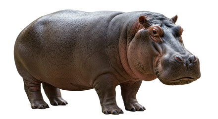 Isolated Hippopotamus Standing on White Background