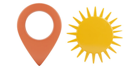 Isolated Navigation Pin and Sun Duo for Location and Weather