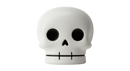 Isolated White Skull with Black Eyes and Nose on a White Surface