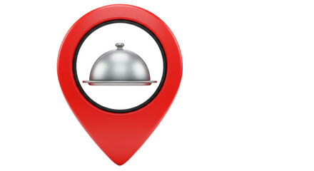 Isolated Restaurant Cloche Location Pin for Fine Dining