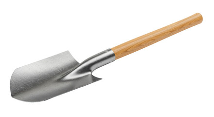 Isolated Short Shovel with Wooden Handle for Gardening