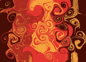 Red and yellow Liquid marble texture design, colorful marbling