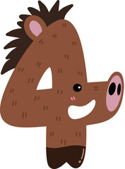 Wild Boar Cartoon Number 4 Illustration