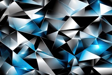 Obraz premium Abstract Blue and Silver Geometrical Chaos A Modern Art Display of Light and Shadow
