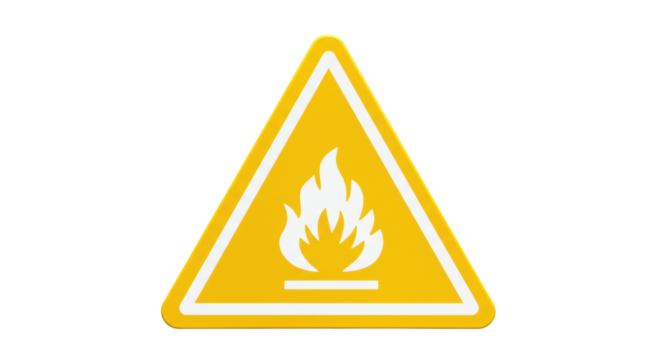 Isolated Yellow Triangle with Flame Icon Warning
