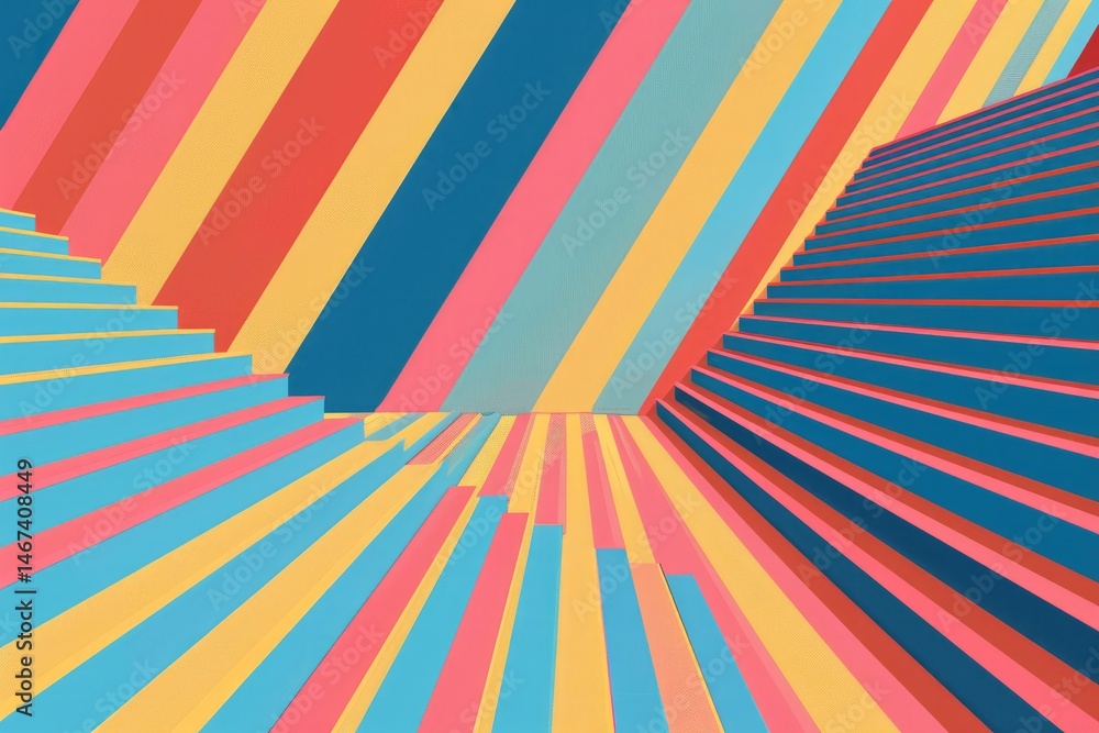 Poster abstract vibrant geometric shapes effect on surface of contemporary design express scene of seamless