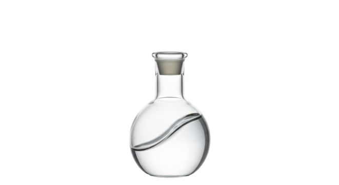 Isolated Round Bottom Flask with Clear Liquid
