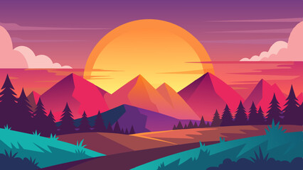 sunset over the mountains