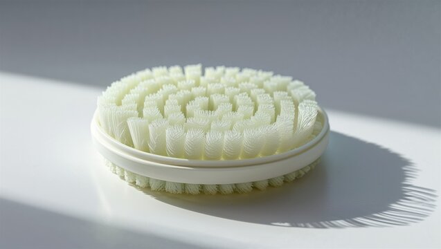 Photorealistic image of a mini silicone scrub pad on a white background