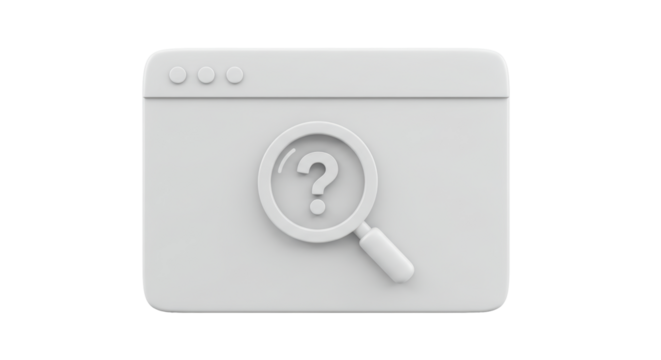 Isolated Search Icon with Magnifying Glass and Question Mark on Web Page