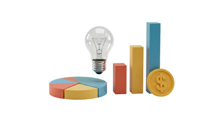 Isolated Business Concept with Light Bulb Chart and Coin