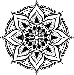 Mandala illustration art for coloring book page