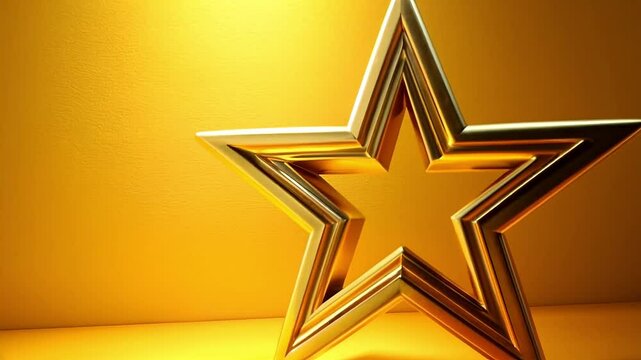 3d golden star figure on a podium with a yellow background