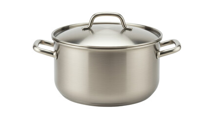 Isolated Stainless Steel Cooking Pot with Lid