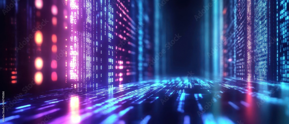 Poster binary code wall digital background