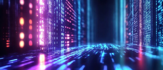 Obraz premium Binary code wall digital background