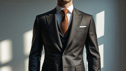 Photorealistic image of a men's suit isolated against clean white