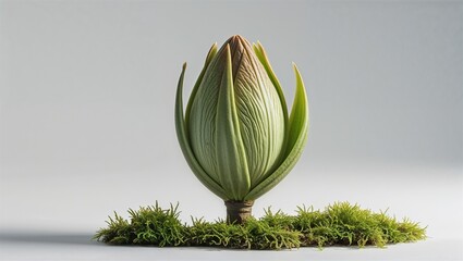 Photorealistic image of a mature bud with hole on a white background