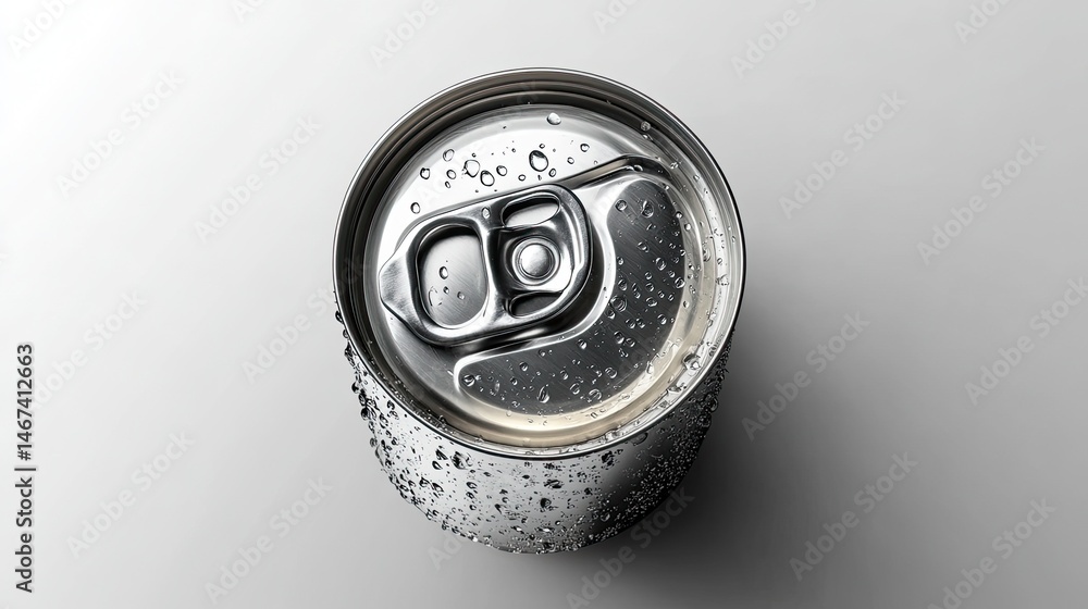 Poster an image of a beer or soft drink can's open cap, isolated for branding purposes on a clear backgroun