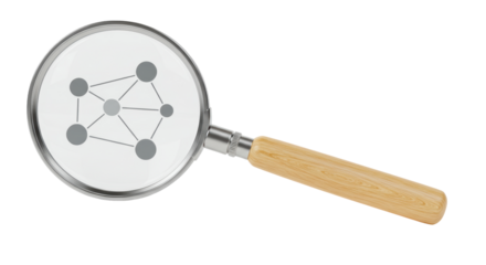 Isolated Magnifying Glass with Network Diagram