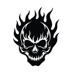 Skull With Flames Silhouette 