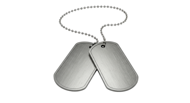Isolated Military Dog Tags with Chain