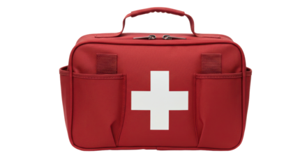 Isolated Red First Aid Medical Bag with Pockets
