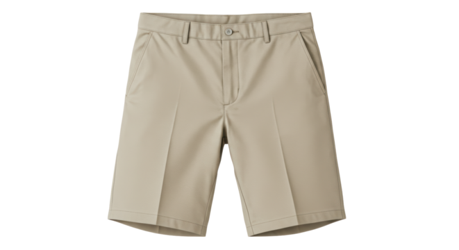 Isolated Pair of Casual Khaki Shorts for Summer