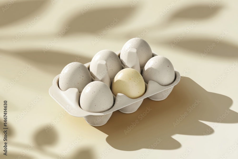 Poster floating 3d egg carton mockup showcasing shadows and simple design in natural light setting generati