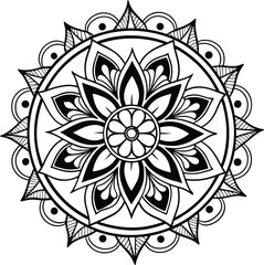 Mandala illustration art for coloring book page