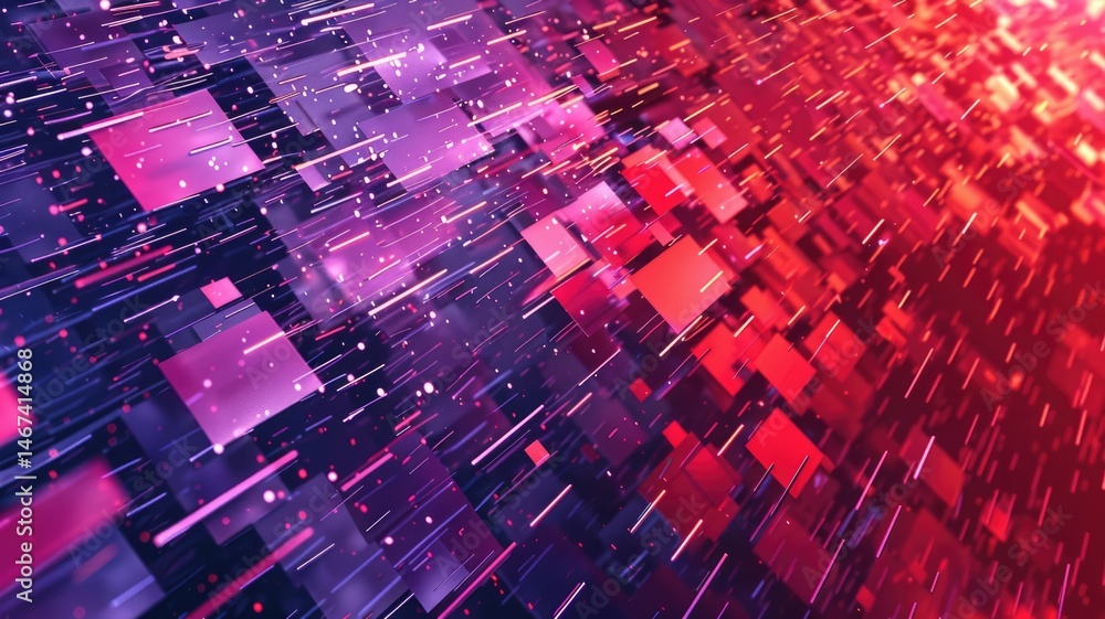 Poster abstract picture micro light sparkling particle represent data flow vivid flowing wave with high tec