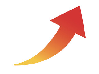 上向きで赤いグラデーションの矢印のイラスト