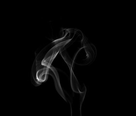 Close-up photo set of abstract white smoke or incense sticks floating on black background. Fog and clouds effect for design. Smog elements.	
