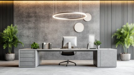 Modern Concrete Office Workspace
