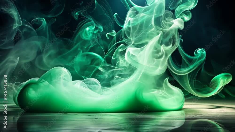 Poster whirling green smoke dance a mesmerizing abstract display of color and motion