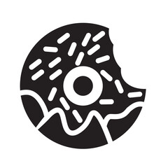 Donut / doughnut with frosting & sprinkles line art vector icon for food apps and websites