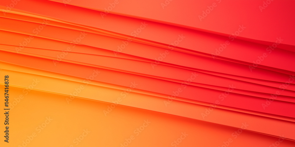 Poster abstract layered paper background featuring vivid orange and red hues arranged in dynamic diagonal l