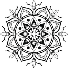 Mandala illustration art for coloring book page