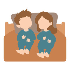 Couple Sleeping in Bed Illustration