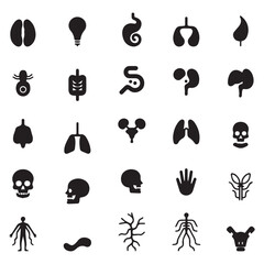Fototapeta premium Collection of Black and White Human Body Part Icons