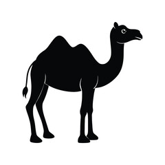 Camel silhouette vector illustration. Desert animal in profile view, Arabian wildlife symbol, travel icon, isolated graphic art