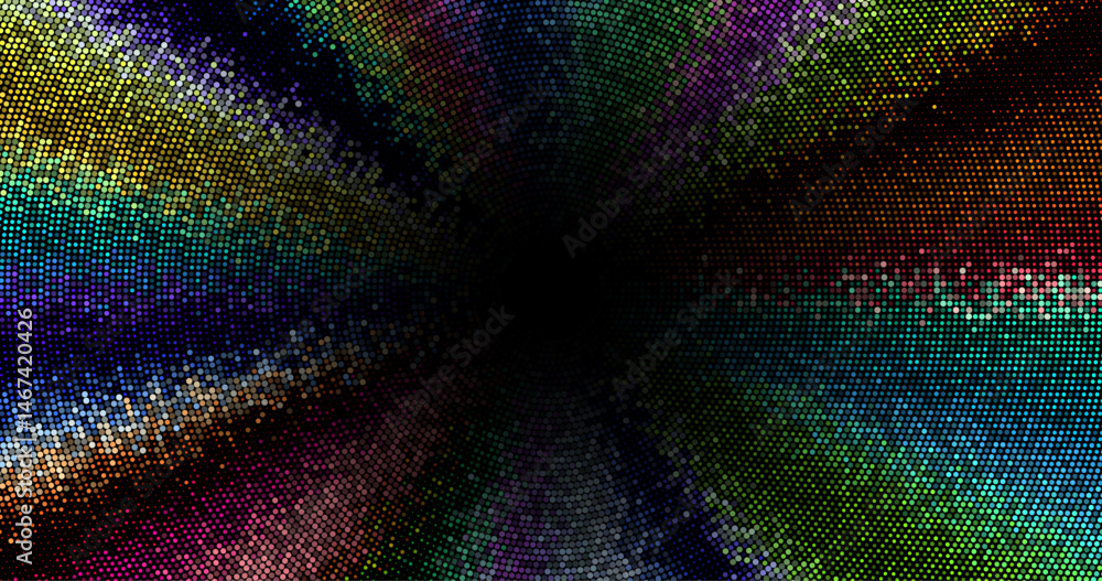 Poster bright concentric circle pattern with rainbow palette. style op art, psychedelic, digital abstractio
