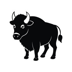 Buffalo silhouette vector illustration. Wild bovine animal graphic, strong body shape, farm wildlife symbol, isolated artwork