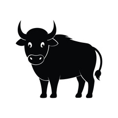 Buffalo silhouette vector illustration. Wild bovine animal graphic, strong body shape, farm wildlife symbol, isolated artwork