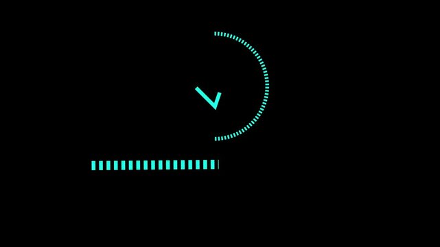 Glitch loading bar. Animation of cyberpunk style loading bar with glitch effect. Futuristic uploading progress bar with distortion effect isolated on black background. Loading screen cyberpunk style.