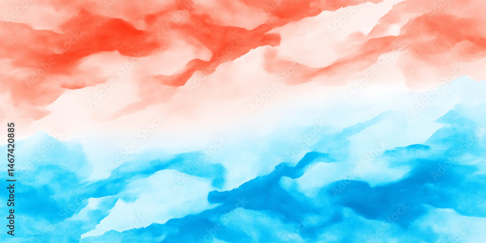 Poster abstract watercolor art featuring gradient colors of red white and blue creating a soft artistic app