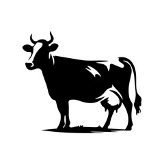 Black silhouette of a standing Holstein dairy cow.