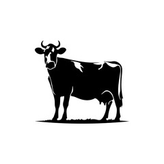 Black silhouette of a standing Holstein dairy cow.