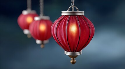 Elegant Red Lanterns Hanging Charm with Soft Glowing Light