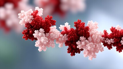 Abstract Molecular Structure with Red and White Details